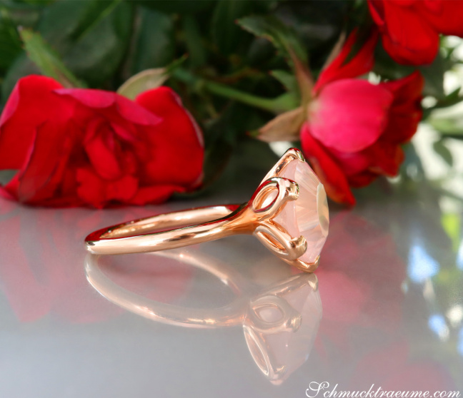 Rosenquarz Ring in Roségold 750