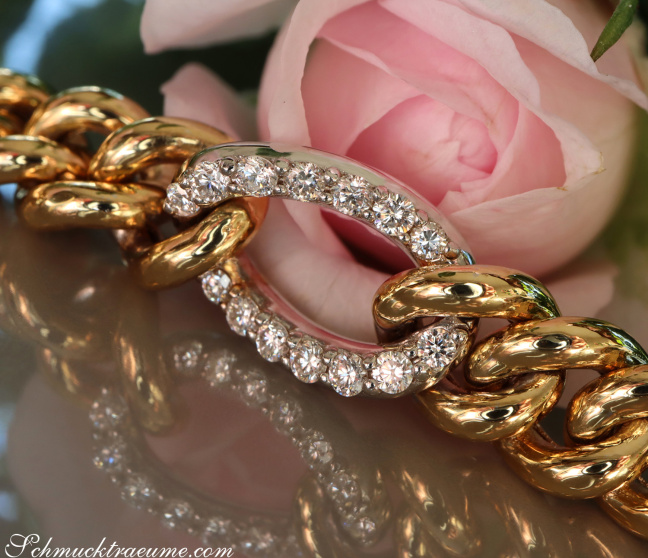 Panzer Armband mit Brillanten in Gelbgold 750 Damen