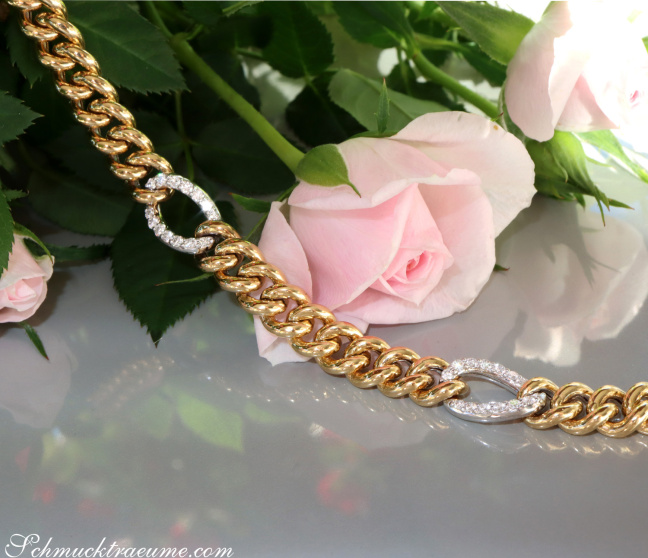 Panzer Armband mit Brillanten in Gelbgold 750 Damen