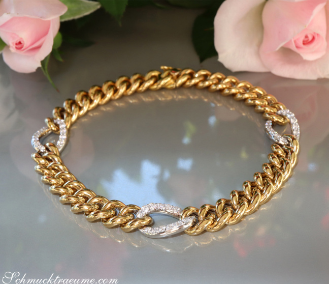 Panzer Armband mit Brillanten in Gelbgold 750 Damen