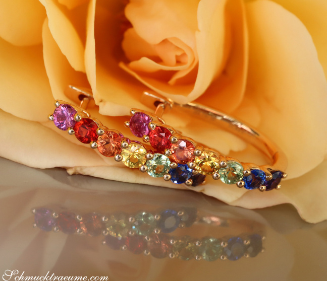 Regenbogen Saphir Ohrringe / Creolen