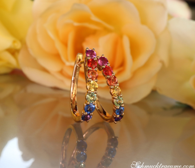 Regenbogen Saphir Ohrringe / Creolen