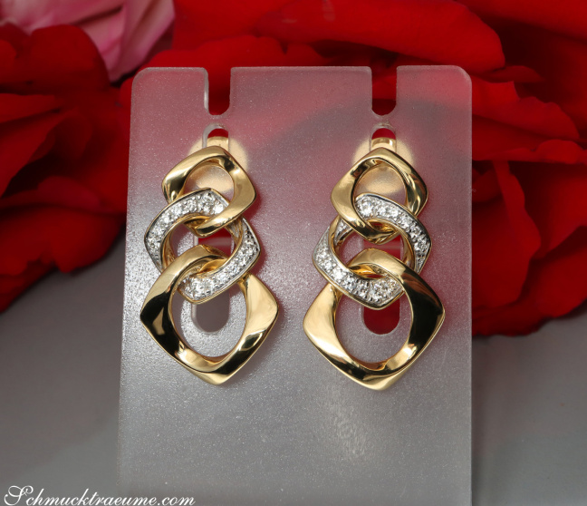 Brillanten Ohrringe im Glieder Design Gelbgold 750