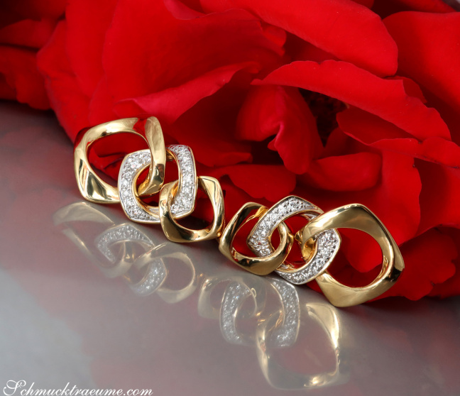Brillanten Ohrringe im Glieder Design Gelbgold 750