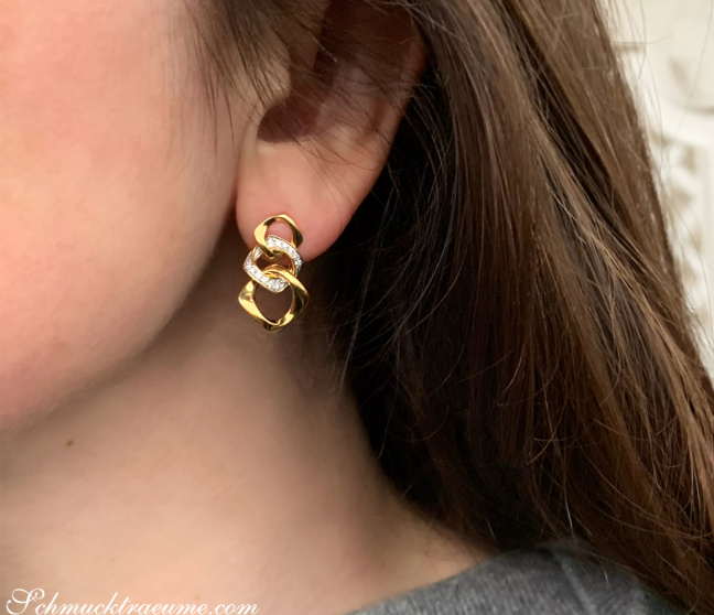 Brillanten Ohrringe im Glieder Design Gelbgold 750