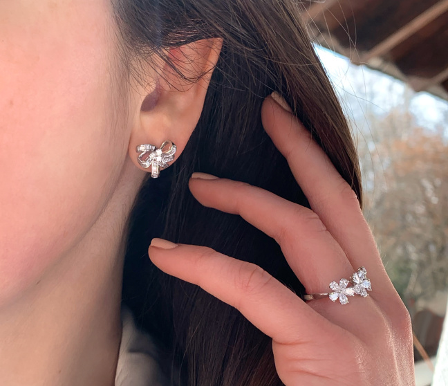 Exquisite Diamanten Schleifen Ohrstecker | SCHMUCKTRÄUME.COM