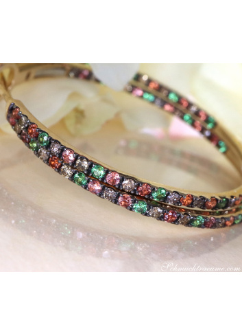 Delicate Hoops with Brown Diamonds, Orange Sapphires & Tsavorites