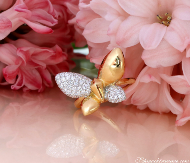 Brillanten Schmetterling Ring Gelbgold 750