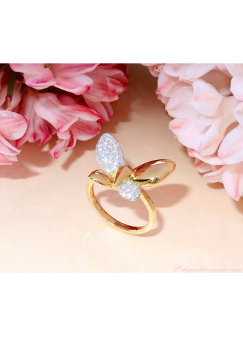 Traumhafter Brillanten Schmetterling Ring „Golden Butterfly“