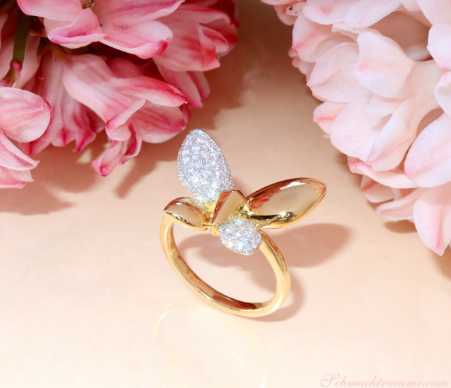 Brillanten Schmetterling Ring Gelbgold 750