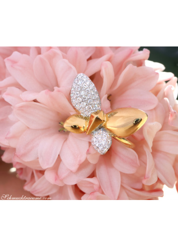 Traumhafter Brillanten Schmetterling Ring „Golden Butterfly“