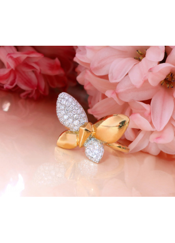 Traumhafter Brillanten Schmetterling Ring „Golden Butterfly“