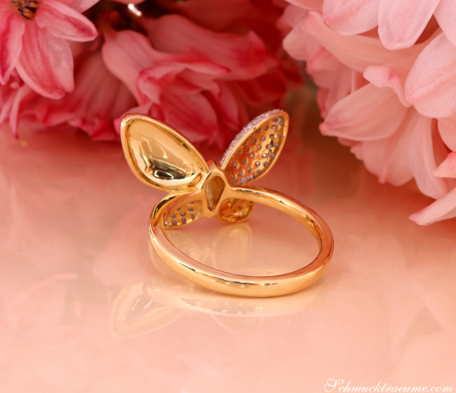 Brillanten Schmetterling Ring Gelbgold 750