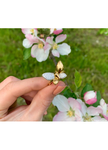 Traumhafter Brillanten Schmetterling Ring „Golden Butterfly“