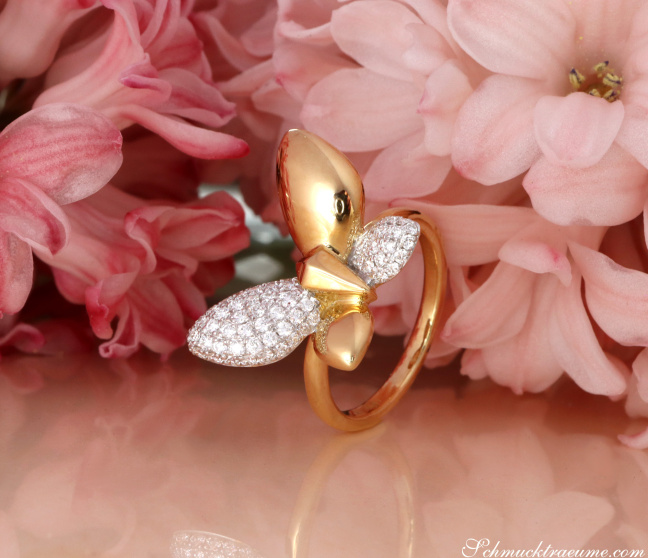 Brillanten Schmetterling Ring Gelbgold 750