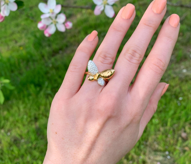 Brillanten Schmetterling Ring Gelbgold 750