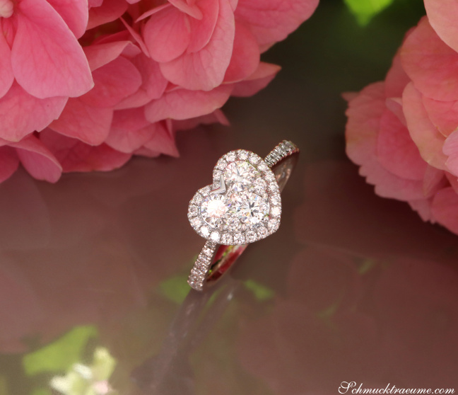 Brillanten Diamanten Herz Ring Weißgold 750