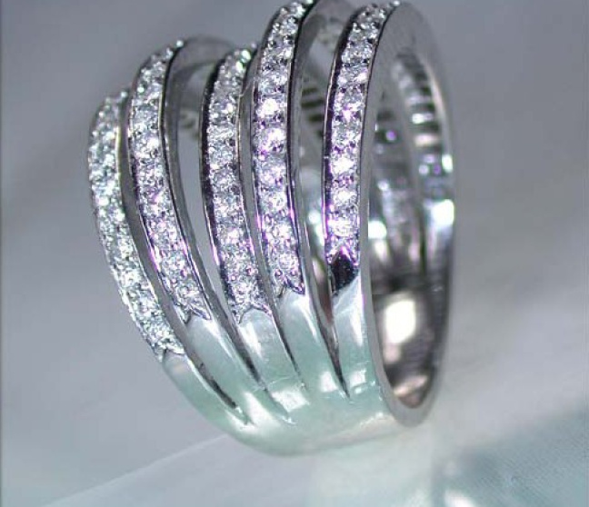 Mehrreihiger Brillanten Ring in Weißgold 750