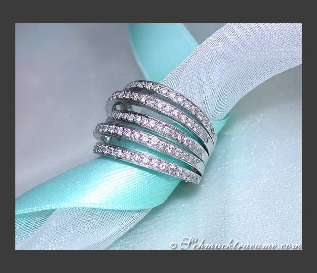 Mehrreihiger Brillanten Ring in Weißgold 750