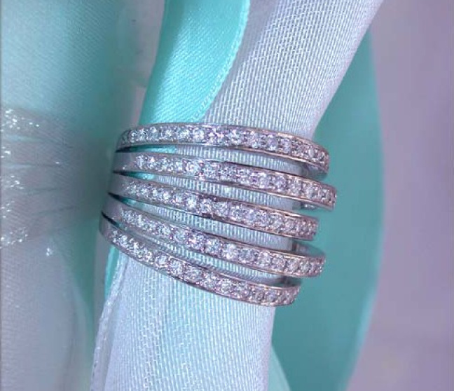 Mehrreihiger Brillanten Ring in Weißgold 750