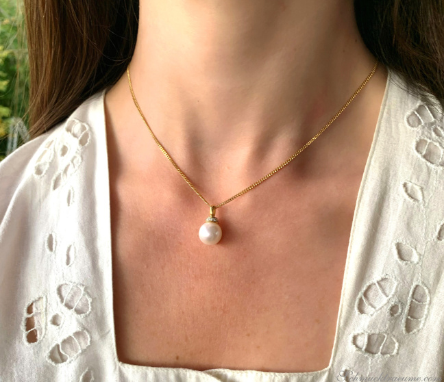 Wundervoller Süßwasserperle Anhänger mit Brillanten (mit Kette)