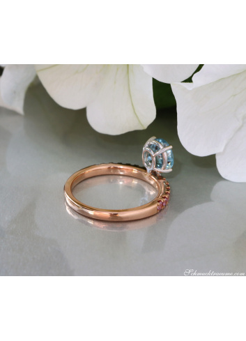 Raffinierter Aquamarin Ring mit rosa Saphiren