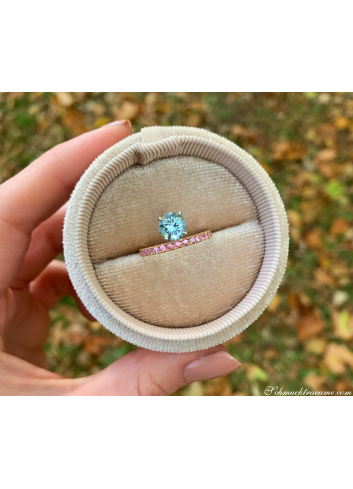 Raffinierter Aquamarin Ring mit rosa Saphiren