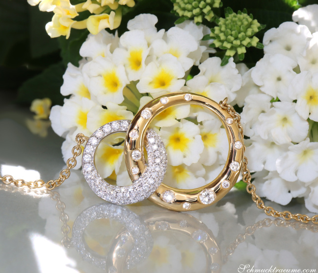 Brillanten Kreis Halskette Gelbgold 750