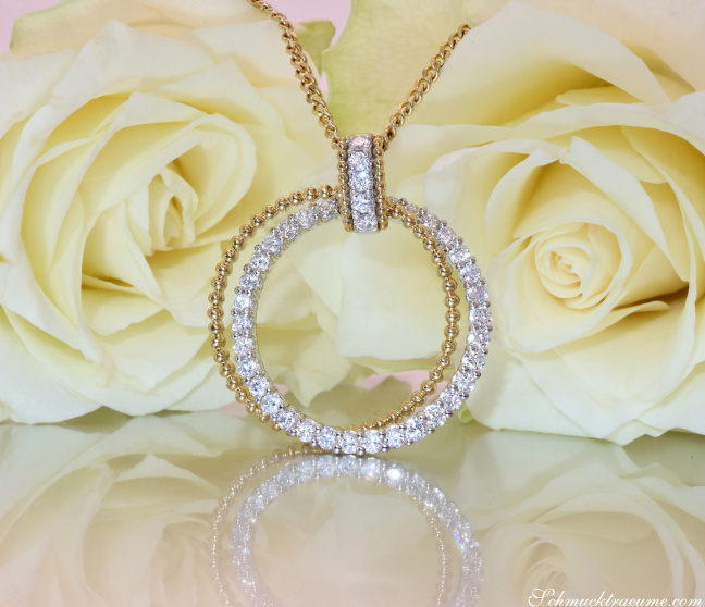 Eleganter Brillanten Kreis Anhänger in Gelb- & Weißgold 750