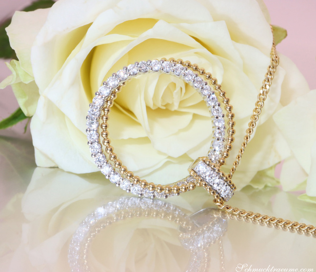 Eleganter Brillanten Kreis Anhänger in Gelb- & Weißgold 750