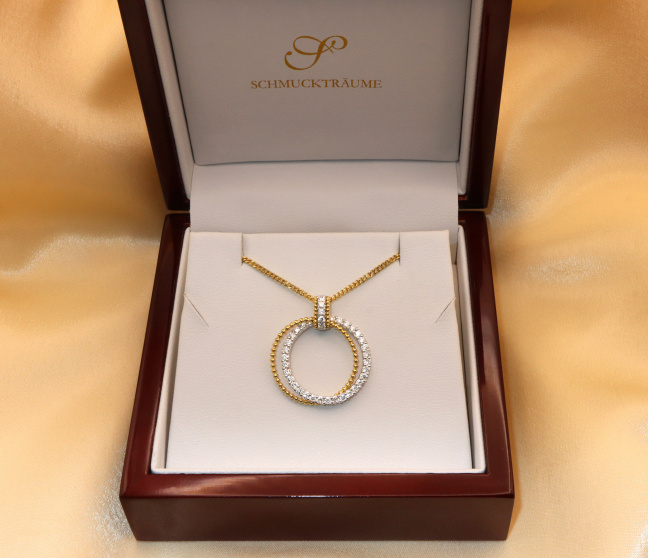 Eleganter Brillanten Kreis Anhänger in Gelb- & Weißgold 750