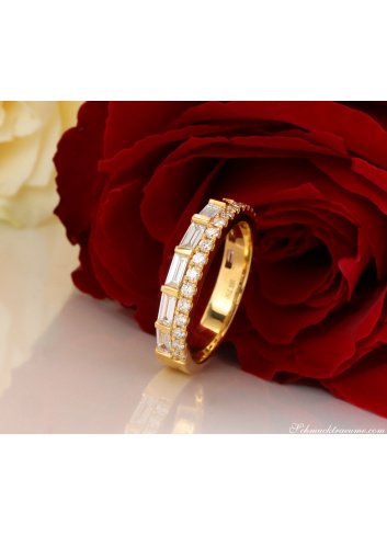 Bildschöner Brillanten Band Ring mit Baguette Diamanten