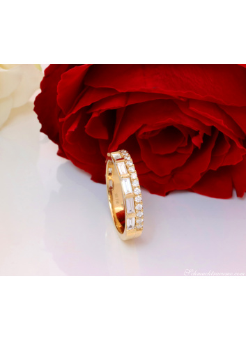 Bildschöner Brillanten Band Ring mit Baguette Diamanten