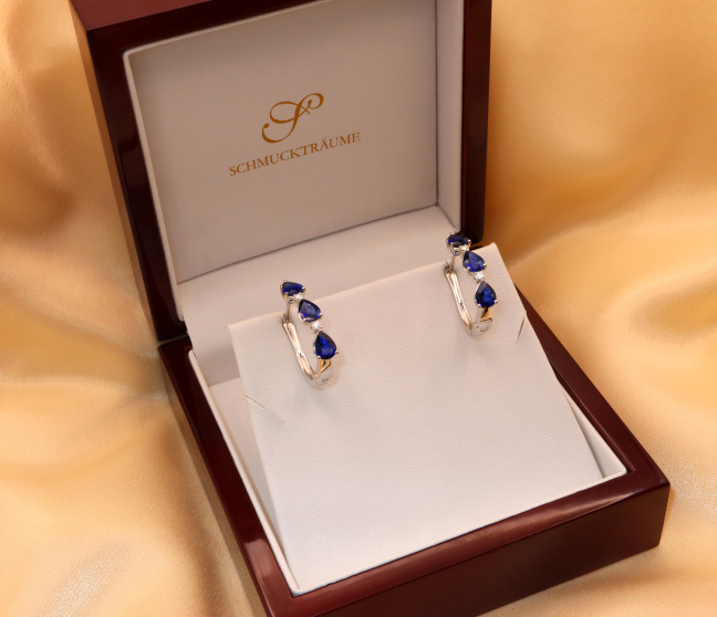 Elegante Saphir Tropfen Ohrringe mit Brillanten