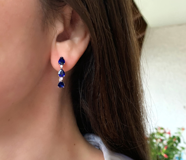 Elegante Saphir Tropfen Ohrringe mit Brillanten