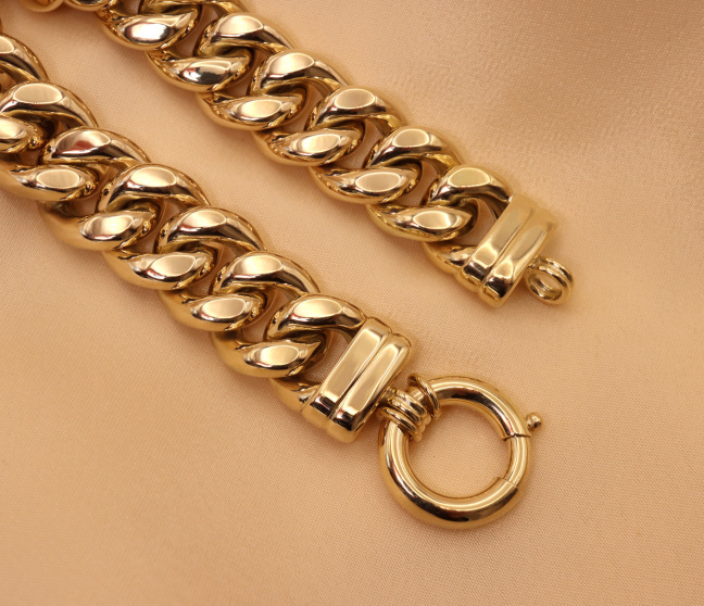 Gold Pur: Spektakuläres Panzer Armband (60 Gramm GG585 15 mm)
