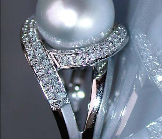 Südseeperle Ring mit Brillanten