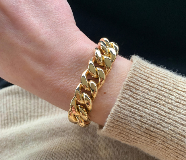 Gold Pur: Spektakuläres Panzer Armband (60 Gramm GG585 15 mm)