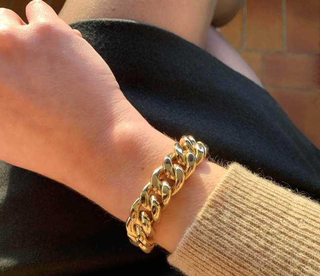 Gold Pur: Spektakuläres Panzer Armband (60 Gramm GG585 15 mm)