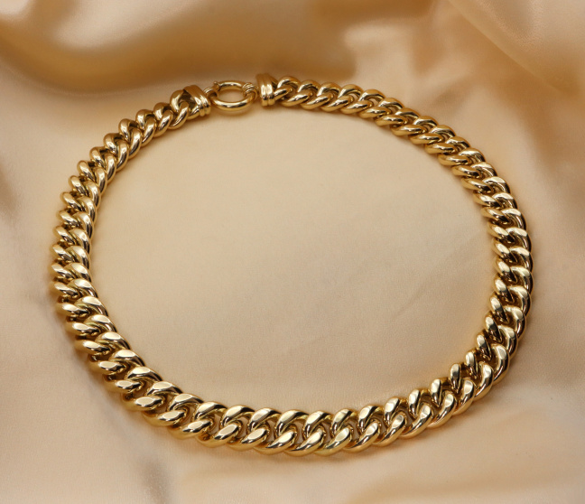 Gold Pur: Gigantisches Panzer Collier (140 Gramm GG585, 15 mm)