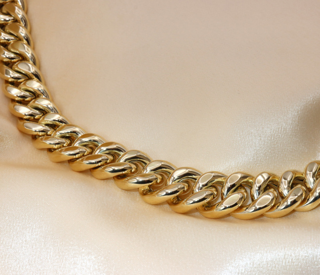 Gold Pur: Gigantisches Panzer Collier (140 Gramm GG585, 15 mm)