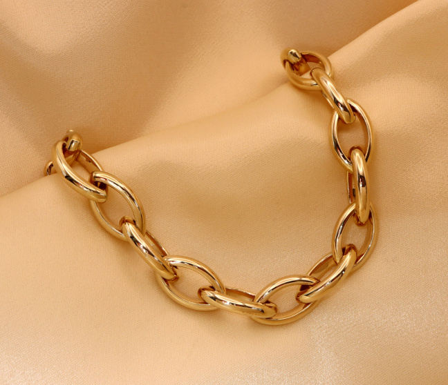 Glieder Armband „Navette“ in Gelbgold 585
