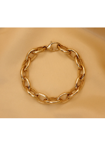 Gold Pur: Glieder Armband „Navette“ in Gelbgold 585