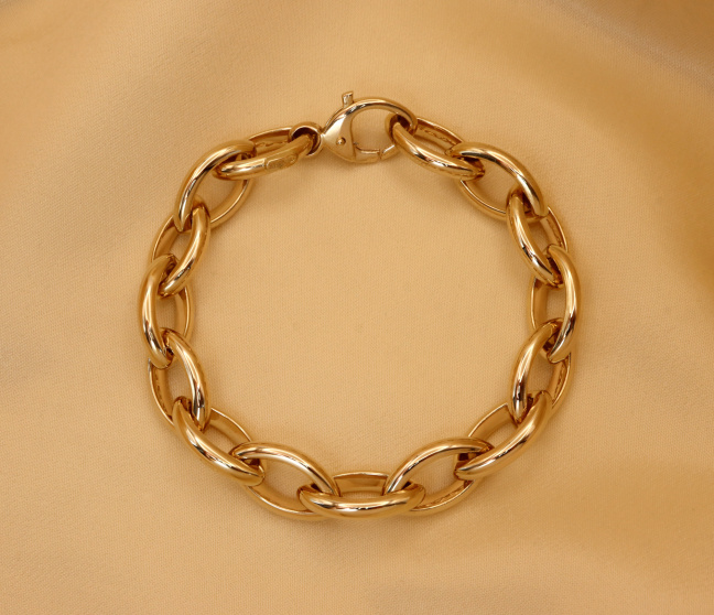 Glieder Armband „Navette“ in Gelbgold 585