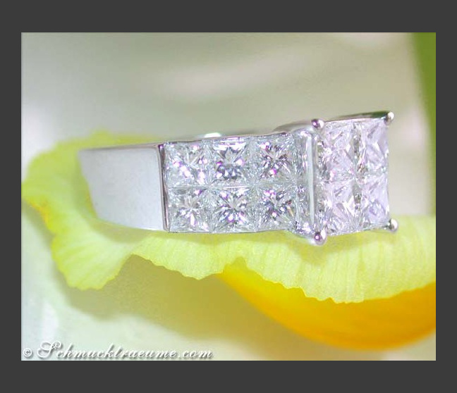 Princess Diamanten Ring in Weißgold 750