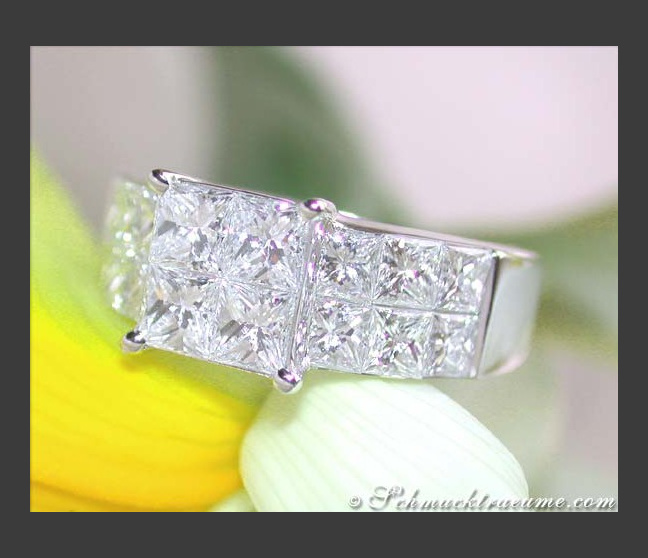 Princess Diamanten Ring in Weißgold 750