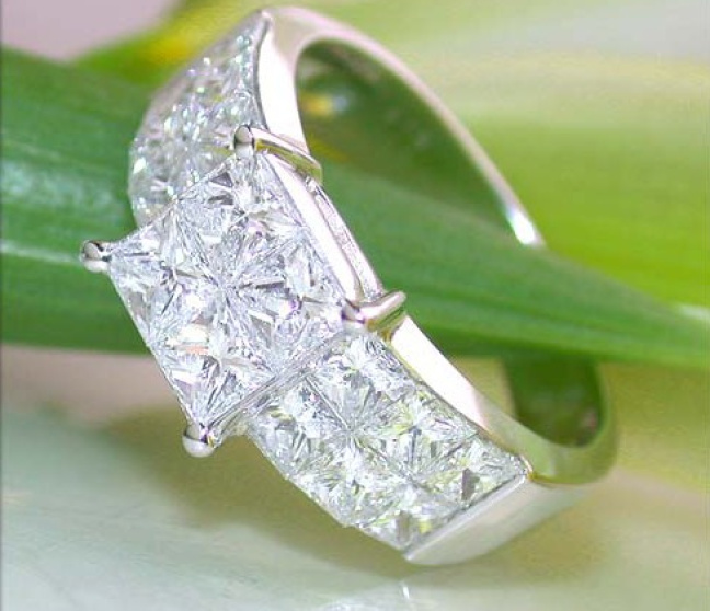 Princess Diamanten Ring in Weißgold 750