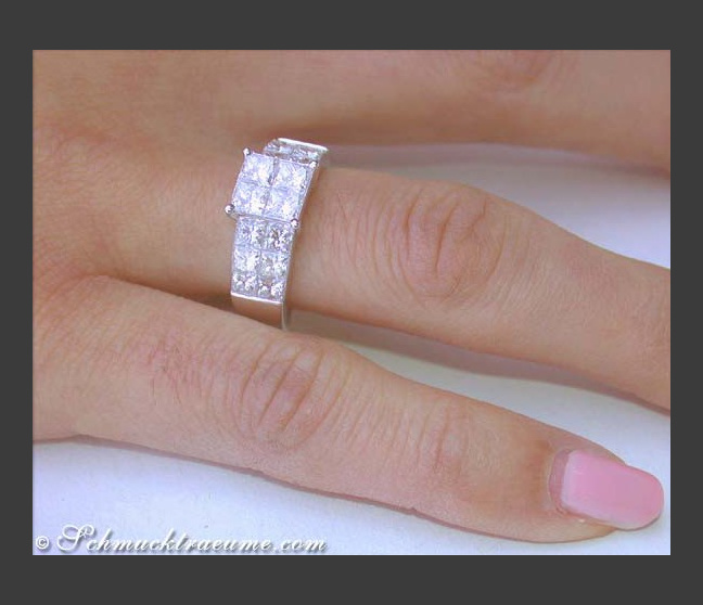 Princess Diamanten Ring in Weißgold 750