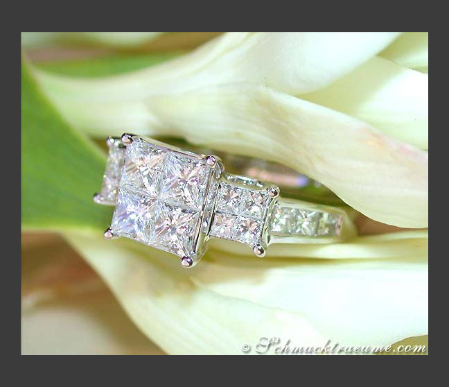 Princess Diamanten Ring in Weißgold 750