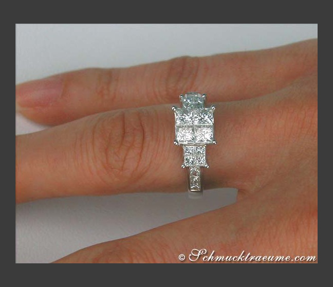 Princess Diamanten Ring in Weißgold 750